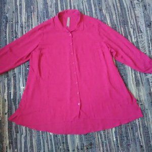 2X Melissa McCarthy Seven7 blouse hot pink